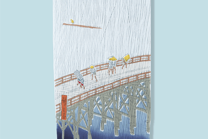 アートフレームと絵てぬぐい(「歌舞伎衣裳・三千歳(梅)」、「吊り飾り」、「歌舞伎」、「駄菓子屋の夢」、「日本の夏」、「鯉の滝のぼり」、「大はし阿たけの夕立」、「鯛を抱く恵比寿さま」、「舞妓さん」、「亀戸梅屋敷舗」) イメージ 10